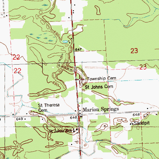 Topographic Map of Marion Township Cemetery, MI