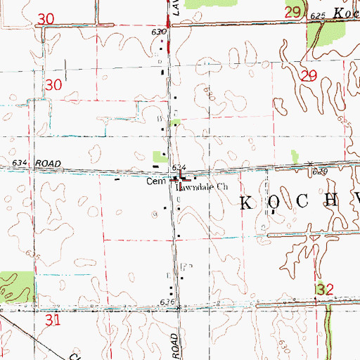 Topographic Map of Lawndale Cemetery, MI