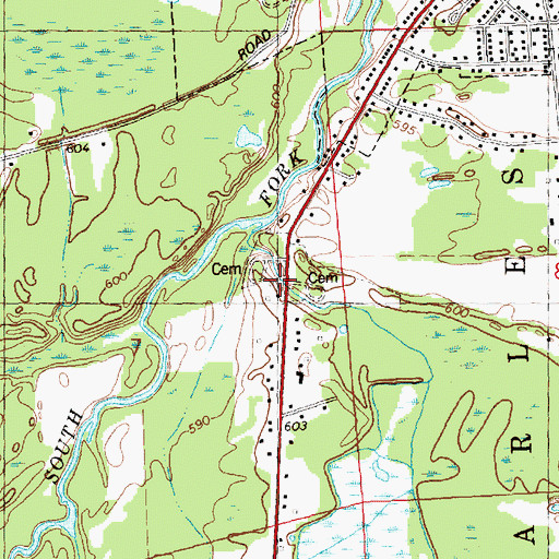 Topographic Map of Saint Charles' Cemetery, MI