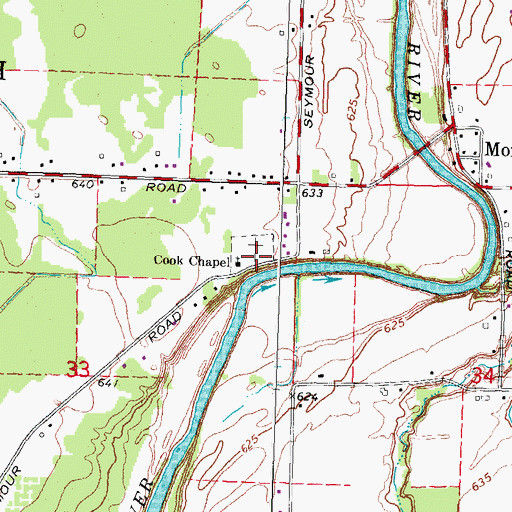 Topographic Map of Cooks Episcopal Cemetery, MI