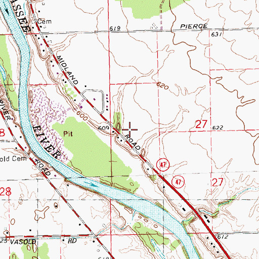 Topographic Map of Chapel Hill Cemetery, MI