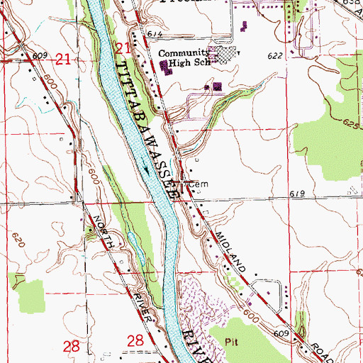 Topographic Map of Jacquith Cemetery, MI