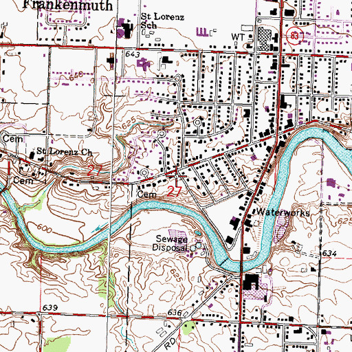 Topographic Map of Saint John's Evangelical Lutheran Cemetery, MI