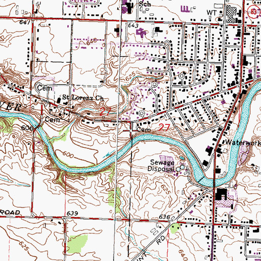 Topographic Map of Frankenmuth Township Cemetery, MI