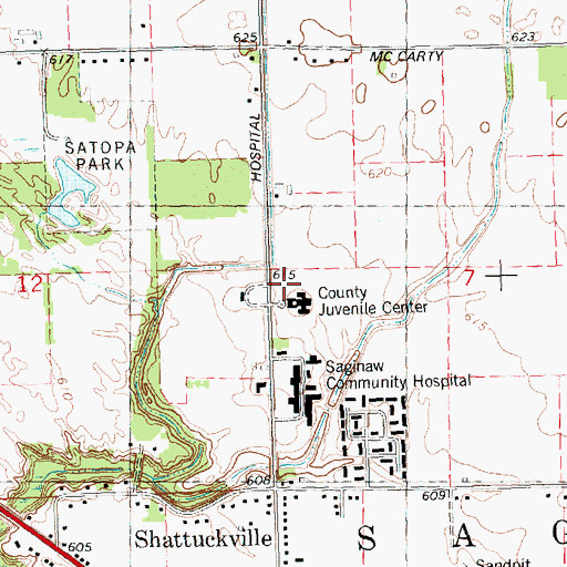 Topographic Map of Saginaw Township Cemetery, MI