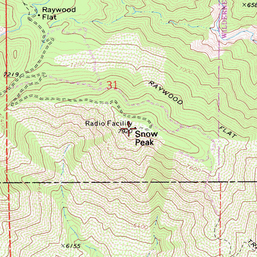 Topographic Map of Snow Peak, CA