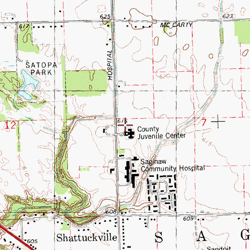Topographic Map of Saginaw County Poor Farm Cemetery, MI