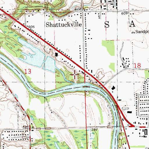 Topographic Map of Bacon Cemetery, MI