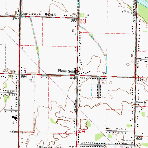Topographic Map of Hess School Historical Marker, MI