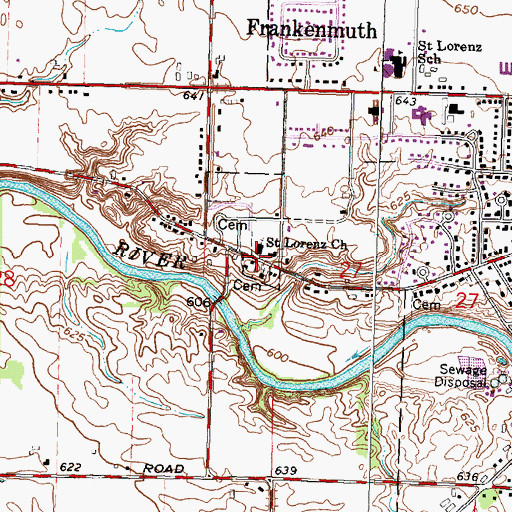 Topographic Map of Saint Lorenz Evangelical Lutheran Church Historical Marker, MI