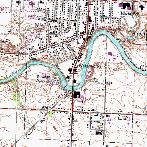 Topographic Map of Frankenmuth Bavarian Inn Historical Marker, MI