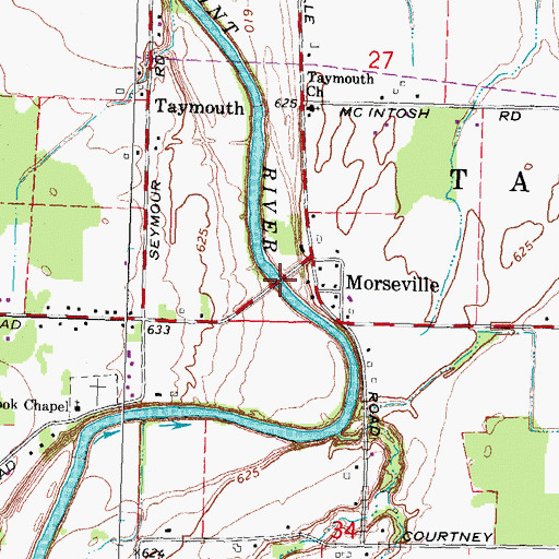 Topographic Map of Morseville Bridge Historical Marker, MI