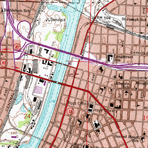 Topographic Map of Saginaw Club Historical Marker, MI