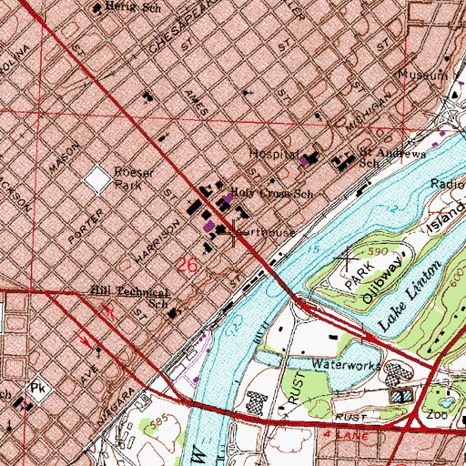 Topographic Map of Saginaw Valley Lumbering Era Historical Marker, MI