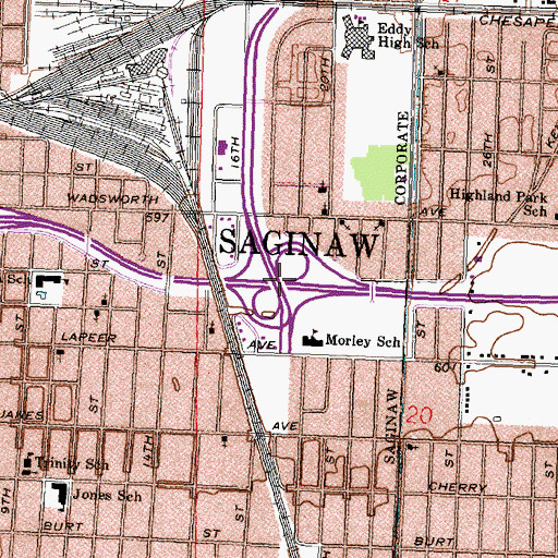 Topographic Map of Interchange 1, MI