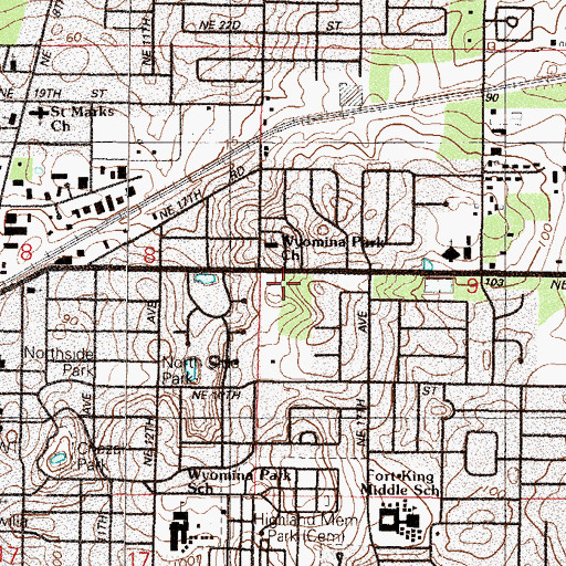 Topographic Map of Islamic Center of Ocala, FL
