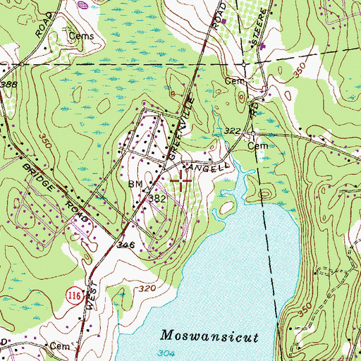 Topographic Map of Blanchard Orchards, RI