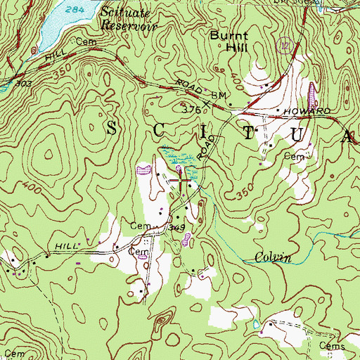 Topographic Map of Hazards Indian Rock Orchard, RI