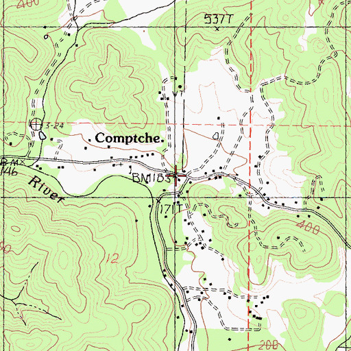 Topographic Map of Comptche, CA