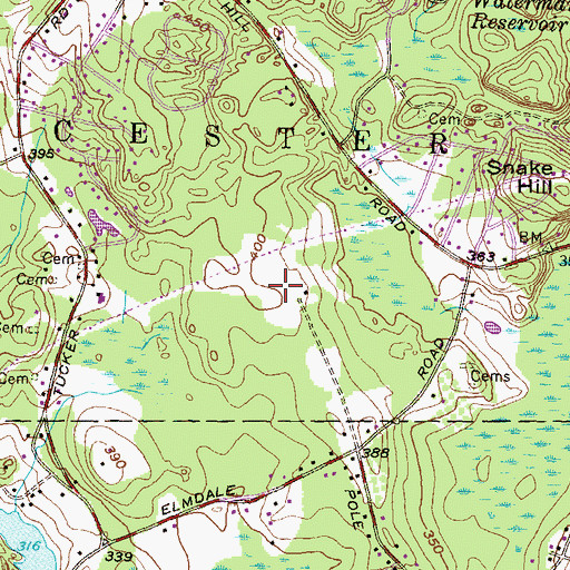 Topographic Map of White Oak Farm, RI