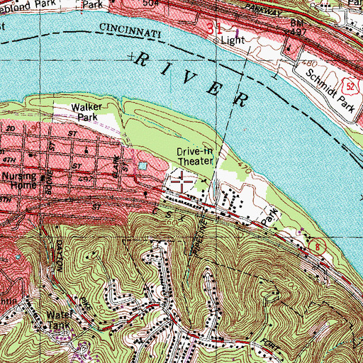 Topographic Map of Riverview Drive-In (historical), KY