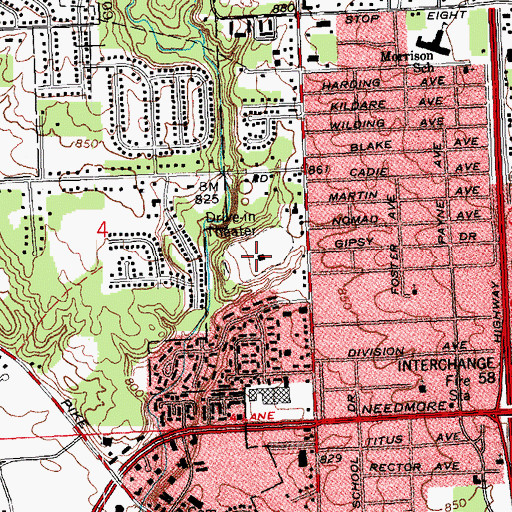 Topographic Map of Dixie Twin Drive-In, OH