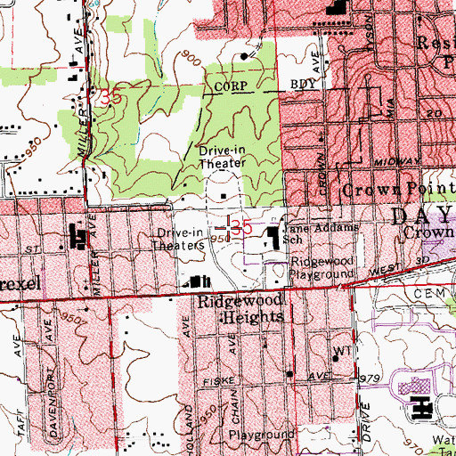 Topographic Map of Sherwood Twin Drive-In (historical), OH