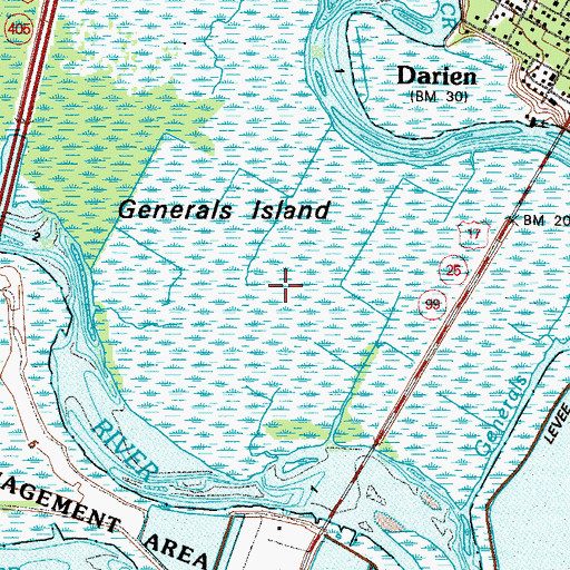 Topographic Map of Generals Island, GA