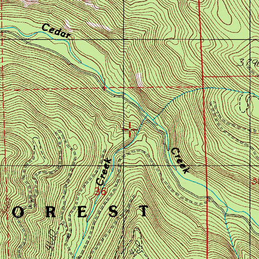 Topographic Map of Sullivan Creek Falls, OR