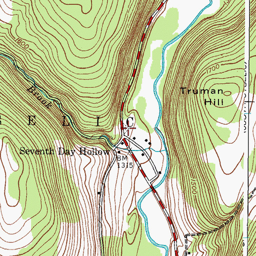 Topographic Map of Seventh Day Hollow Cemetery, NY