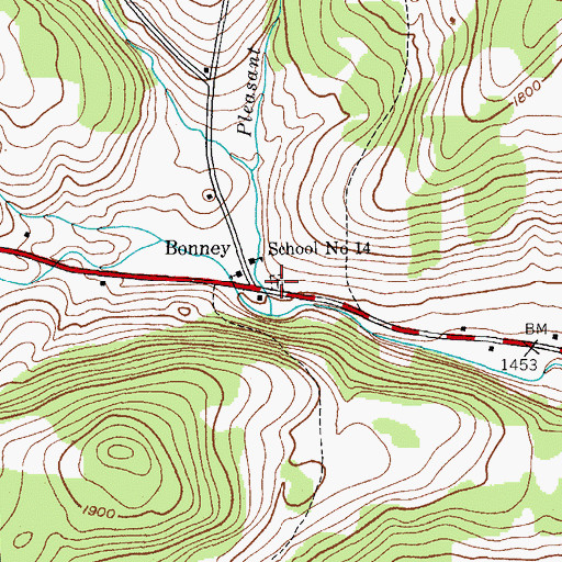 Topographic Map of Bonney Cemetery, NY