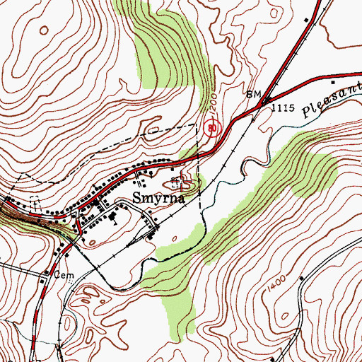 Topographic Map of Smyrna East Cemetery, NY