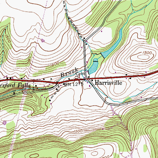 Topographic Map of Harrisville Cemetery, NY