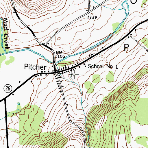 Topographic Map of Pitcher Congregational Church Cemetery, NY