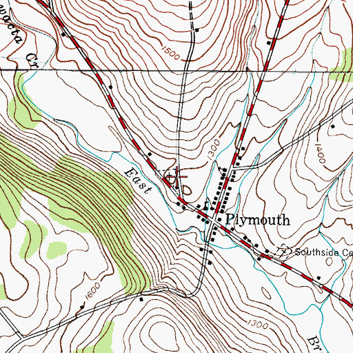 Topographic Map of Plymouth Northside Presbyterian Cemetery, NY