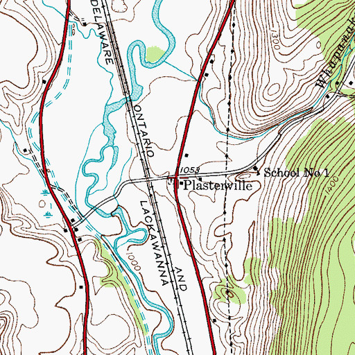 Topographic Map of Plasterville Cemetery, NY