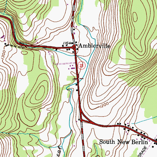 Topographic Map of Amblerville Cemetery, NY