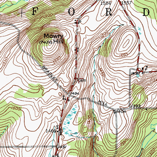 Topographic Map of Moore Cemetery, NY