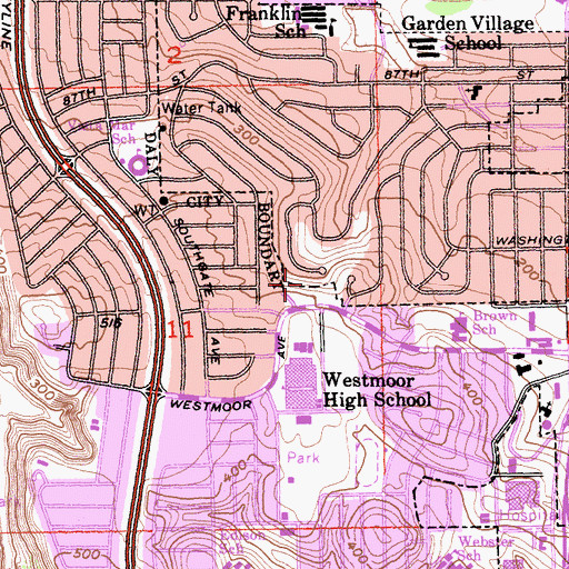 Topographic Map of Broadmoor, CA