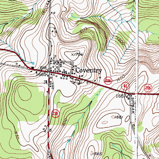 Topographic Map of Coventry Union Cemetery, NY