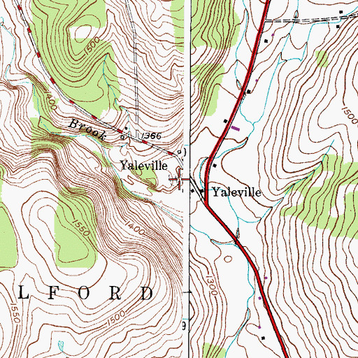 Topographic Map of Yaleville Cemetery, NY