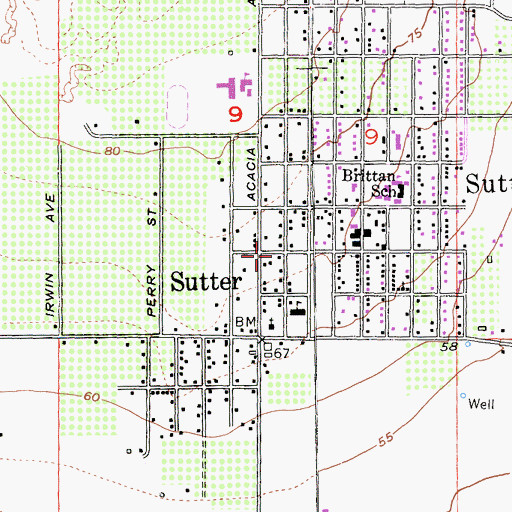 Topographic Map of Sutter, CA