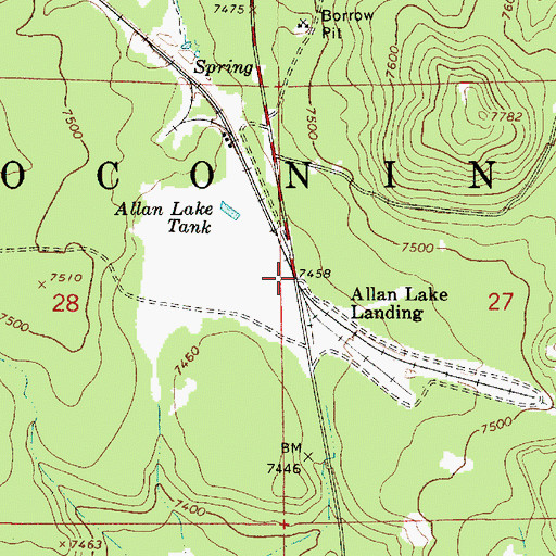 Topographic Map of Allan Lake Landing, AZ