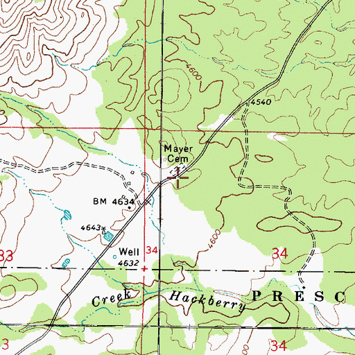 Topographic Map of Mayer Cemetery, AZ