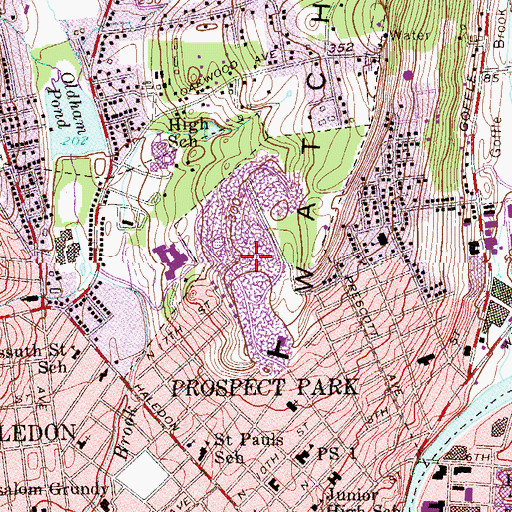 Topographic Map of Prospect Park Quarry, NJ