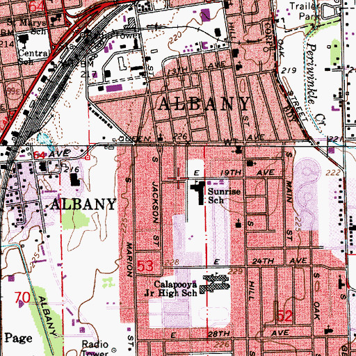 Topographic Map of Albany Options School, OR