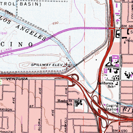 Topographic Map of Sepulveda Dam, CA