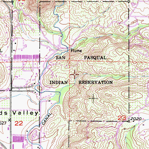Topographic Map of San Pasqual Reservation, CA
