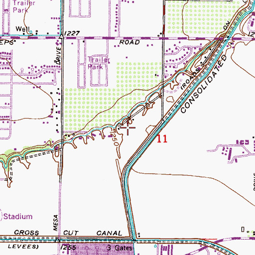 Topographic Map of Park of the Canals, AZ