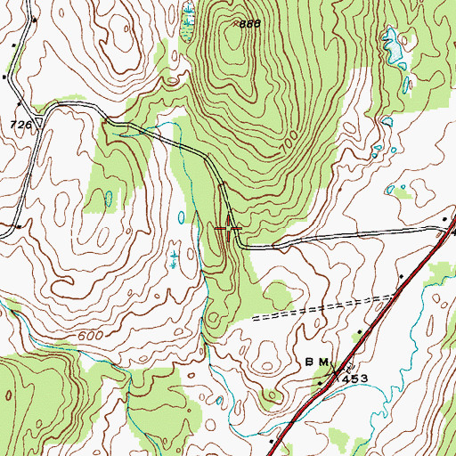 Topographic Map of New England Farms, NY